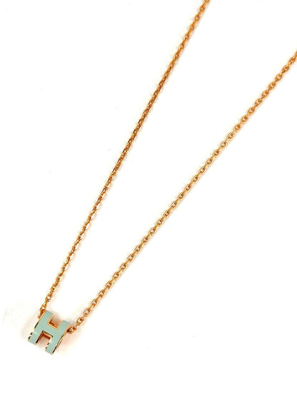 HERMES エルメス ミニ ポップH ネックレス 水色 ピンクゴールド 管理番号：11293