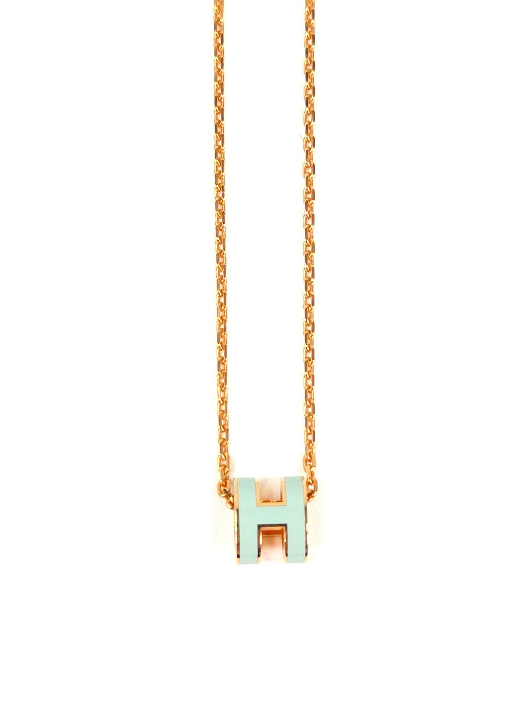HERMES エルメス ミニ ポップH ネックレス 水色 ピンクゴールド 管理番号：11293