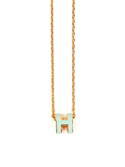 HERMES エルメス ミニ ポップH ネックレス 水色 ピンクゴールド 管理番号：11293