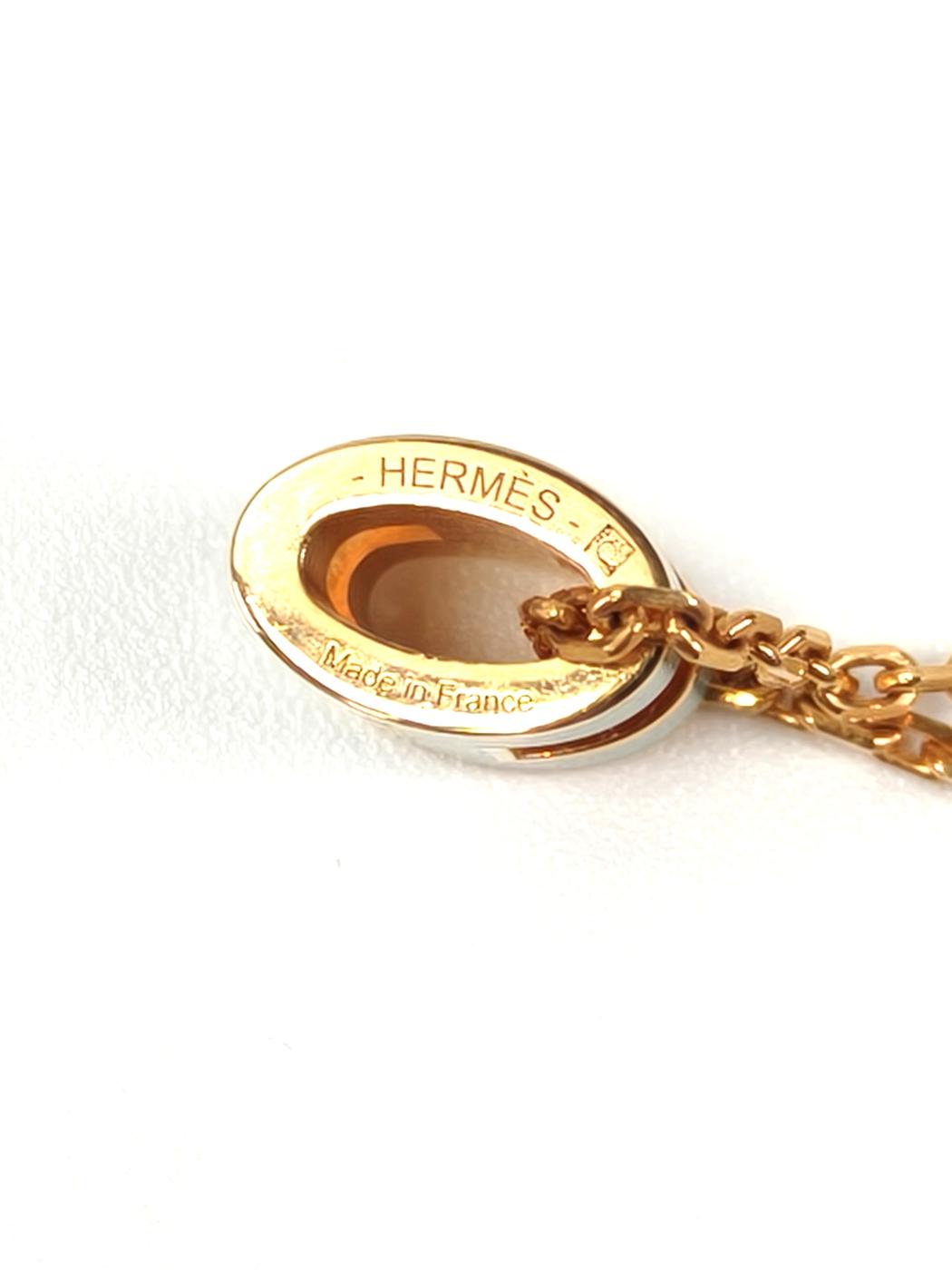 HERMES エルメス ミニ ポップH ネックレス 水色 ピンクゴールド 管理番号：11293