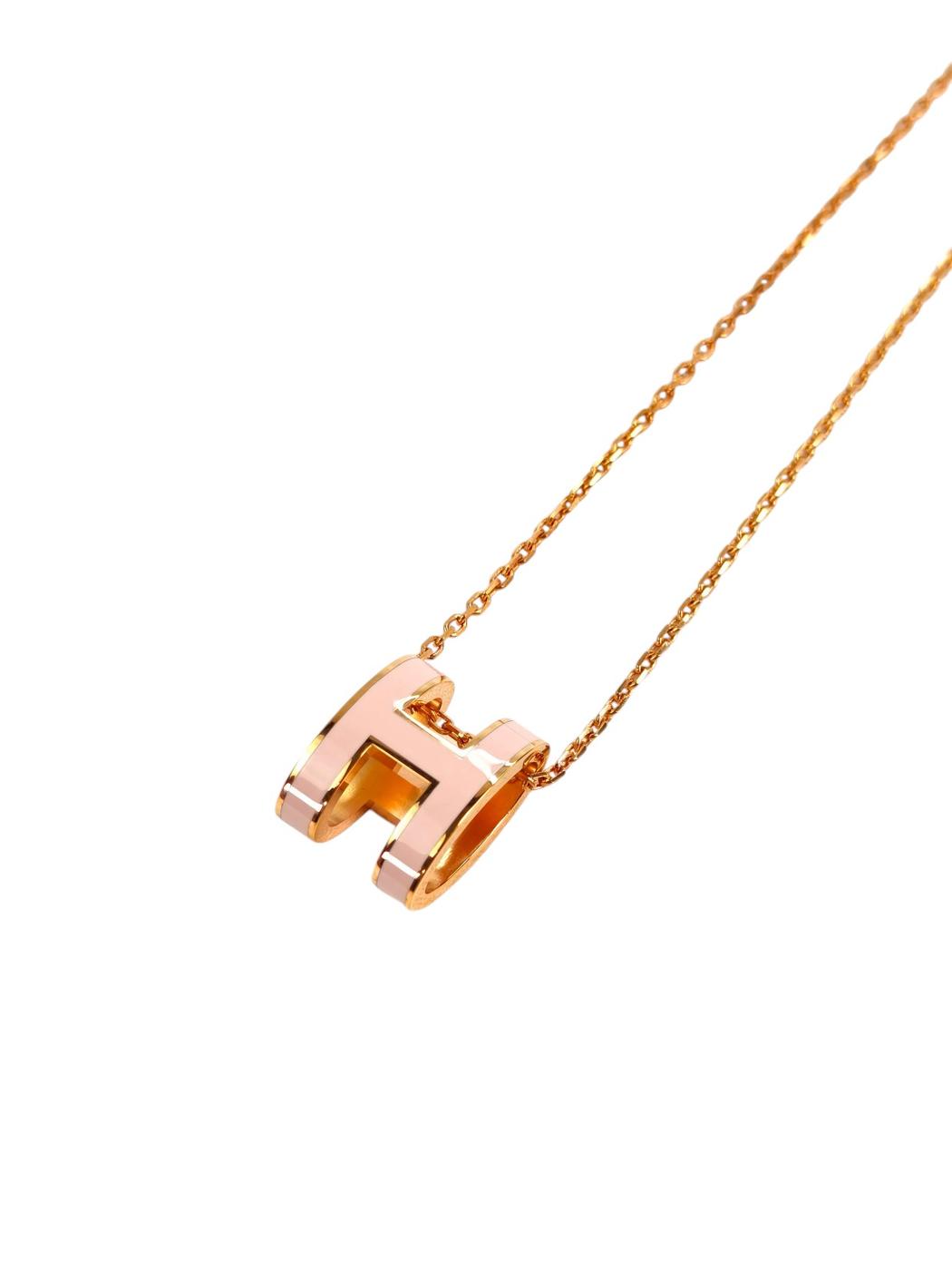 HERMES エルメス ポップH ネックレス ピンク×ローズゴールド 管理番号：11316