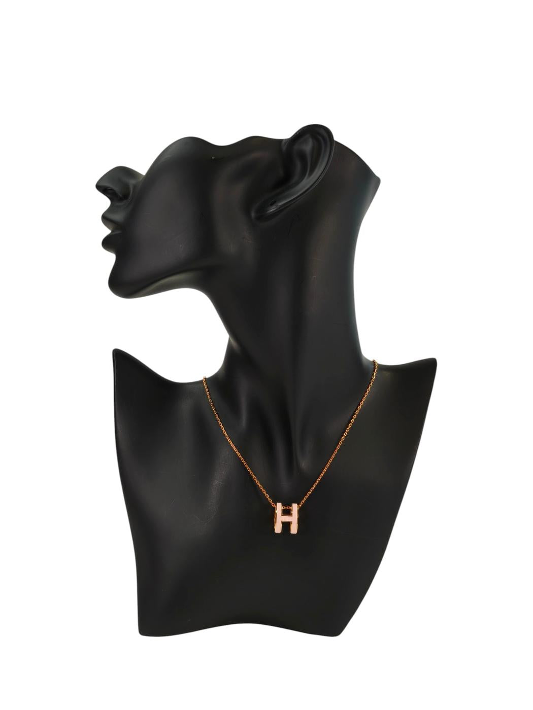 HERMES エルメス ポップH ネックレス ピンク×ローズゴールド 管理番号：11316