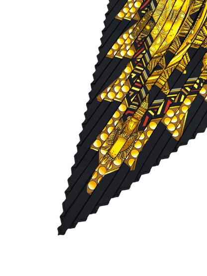 HERMES エルメス 首長の金 プリーツ スカーフ ブラック×ゴールド  管理番号：11376