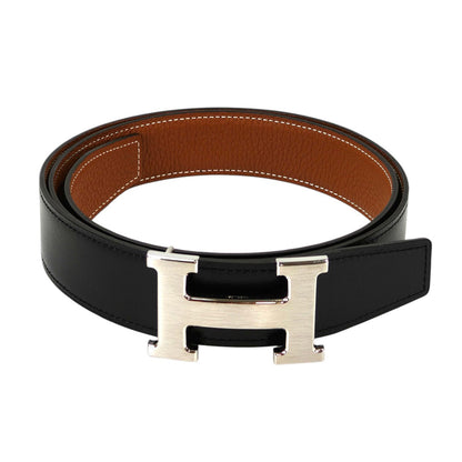 HERMES エルメス Hベルト リバーシブル W刻印 ブラック×シルバー 管理番号：11378