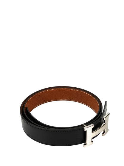 HERMES エルメス Hベルト リバーシブル W刻印 ブラック×シルバー 管理番号：11378