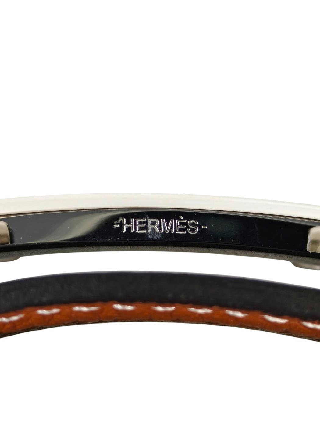 HERMES エルメス Hベルト リバーシブル W刻印 ブラック×シルバー 管理番号：11378