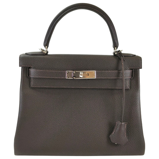 HERMES エルメス ケリー28 SV金具 K刻 ハンドバッグ ショルダーバッグ 2way グレー 管理番号：11386