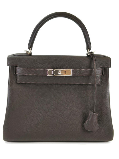 HERMES エルメス ケリー28 SV金具 K刻 ハンドバッグ ショルダーバッグ 2way グレー 管理番号：11386