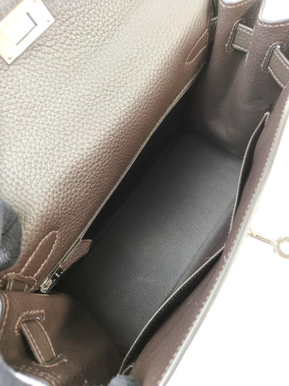 HERMES エルメス ケリー28 SV金具 K刻 ハンドバッグ ショルダーバッグ 2way グレー 管理番号：11386