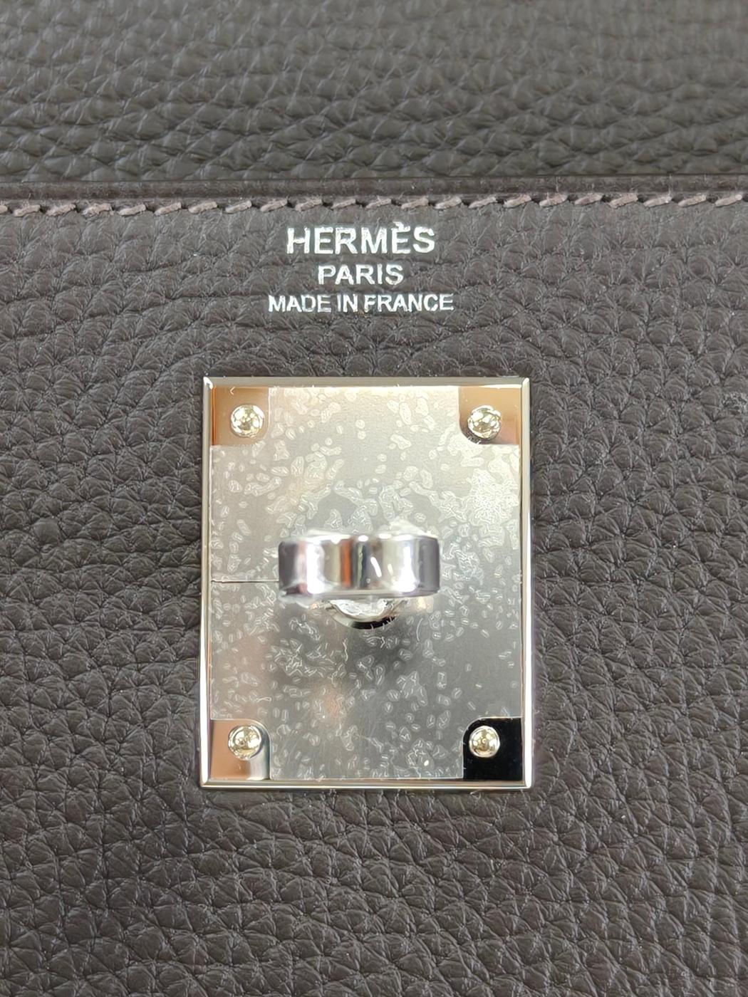 HERMES エルメス ケリー28 SV金具 K刻 ハンドバッグ ショルダーバッグ 2way グレー 管理番号：11386