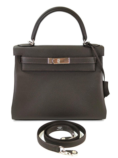 HERMES エルメス ケリー28 SV金具 K刻 ハンドバッグ ショルダーバッグ 2way グレー 管理番号：11386