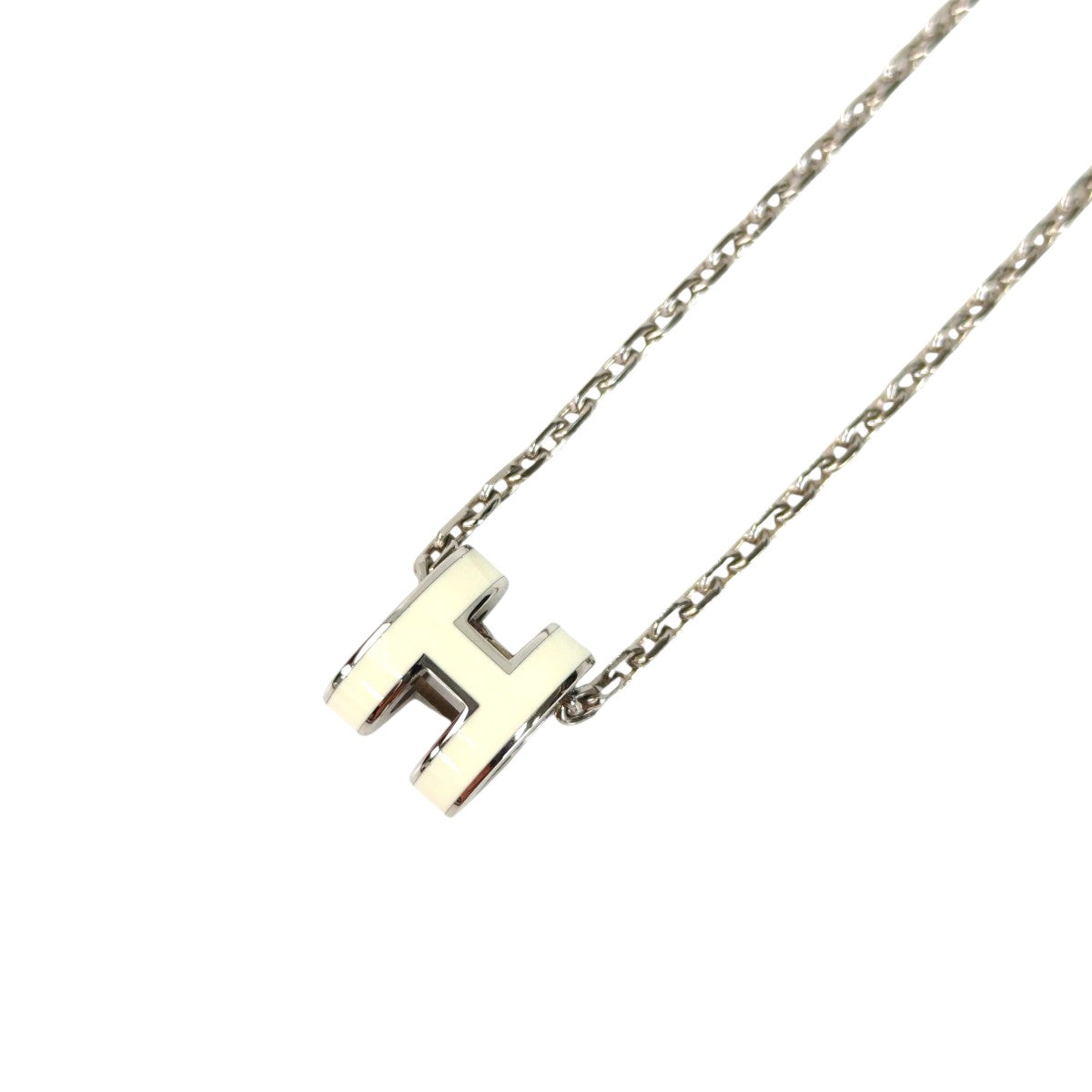 HERMES エルメス ミニ ポップH ネックレス シルバー×ホワイト 管理番号：11428