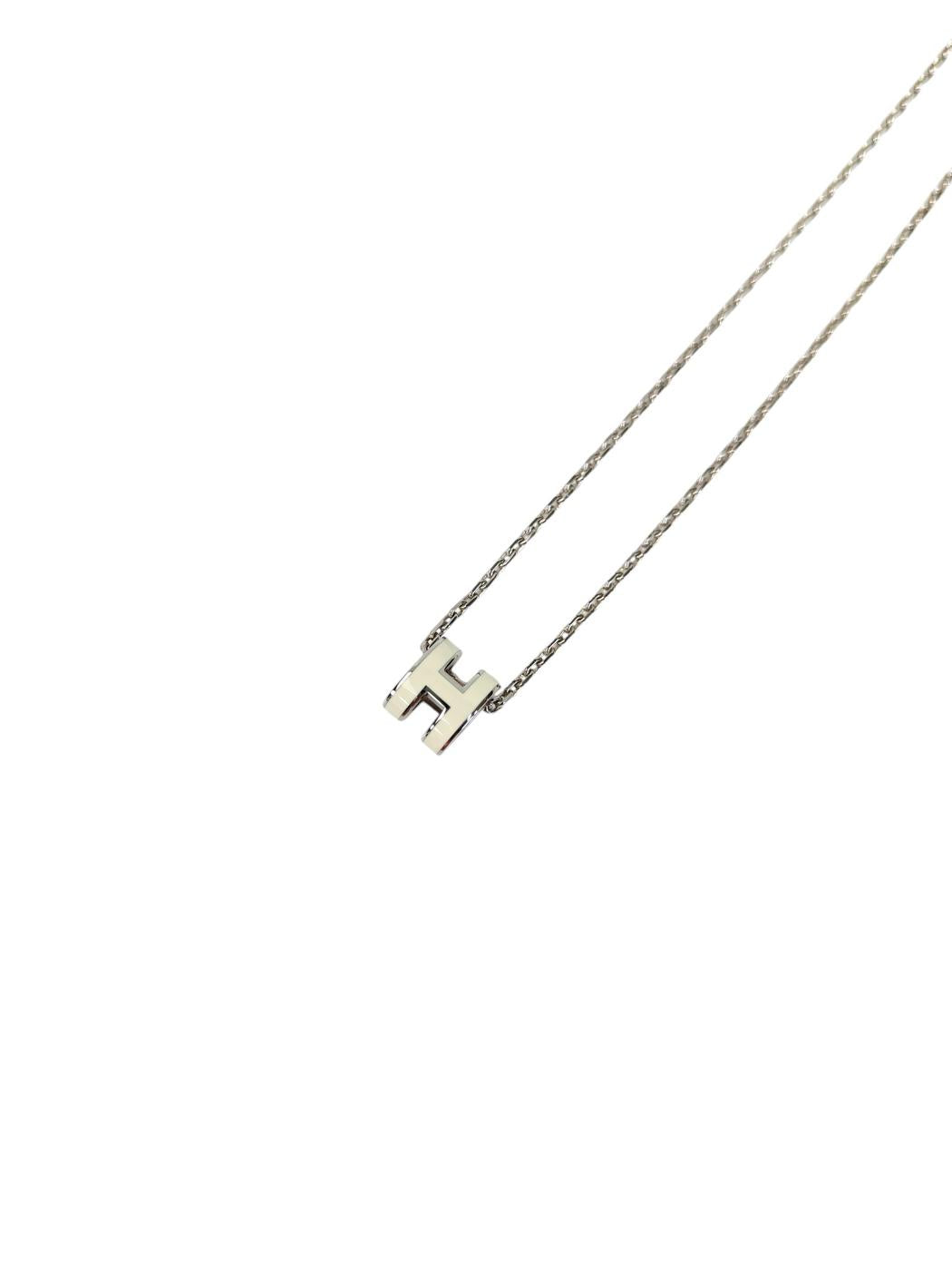 HERMES エルメス ミニ ポップH ネックレス シルバー×ホワイト 管理番号：11428