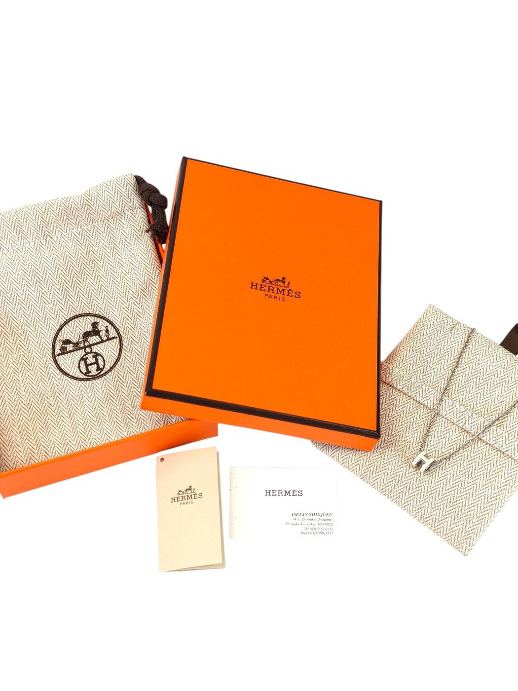HERMES エルメス ミニ ポップH ネックレス シルバー×ホワイト 管理番号：11428