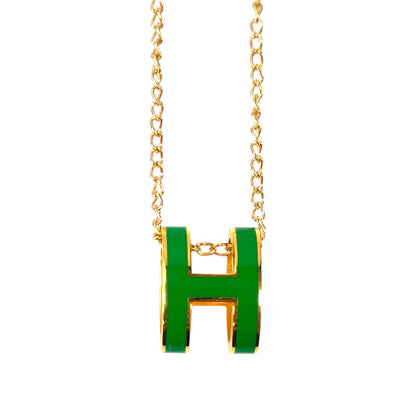 HERMES エルメス ポップアッシュ ネックレス 緑×ゴールド金具 ラッカーメタル レディース ポップH 管理番号：11437