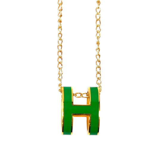 HERMES エルメス ポップアッシュ ネックレス 緑×ゴールド金具 ラッカーメタル レディース ポップH 管理番号：11437