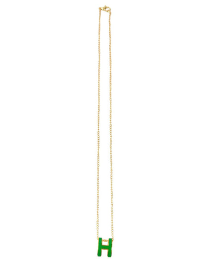 HERMES エルメス ポップアッシュ ネックレス 緑×ゴールド金具 ラッカーメタル レディース ポップH 管理番号：11437