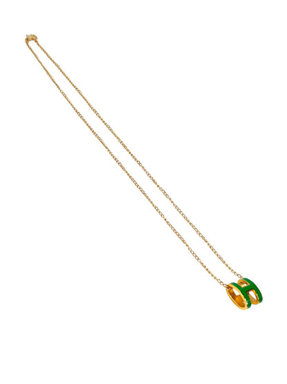 HERMES エルメス ポップアッシュ ネックレス 緑×ゴールド金具 ラッカーメタル レディース ポップH 管理番号：11437
