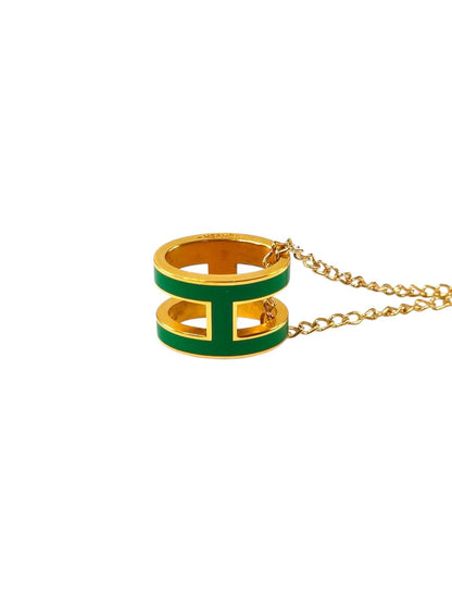 HERMES エルメス ポップアッシュ ネックレス 緑×ゴールド金具 ラッカーメタル レディース ポップH 管理番号：11437