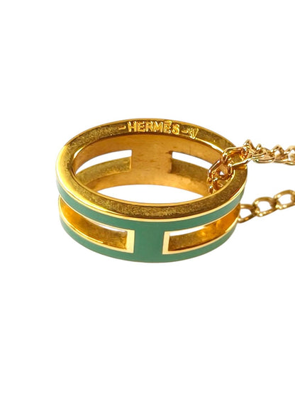 HERMES エルメス ポップアッシュ ネックレス 緑×ゴールド金具 ラッカーメタル レディース ポップH 管理番号：11437