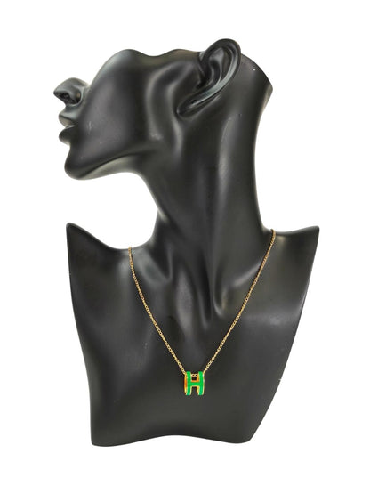 HERMES エルメス ポップアッシュ ネックレス 緑×ゴールド金具 ラッカーメタル レディース ポップH 管理番号：11437