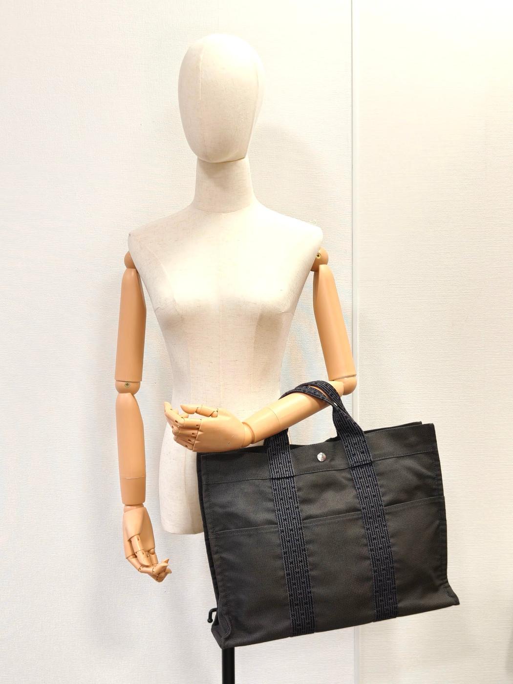 HERMES エルメス エールラインMM トートバック グレー系 メンズ レディース シルバー金具 管理番号：11443