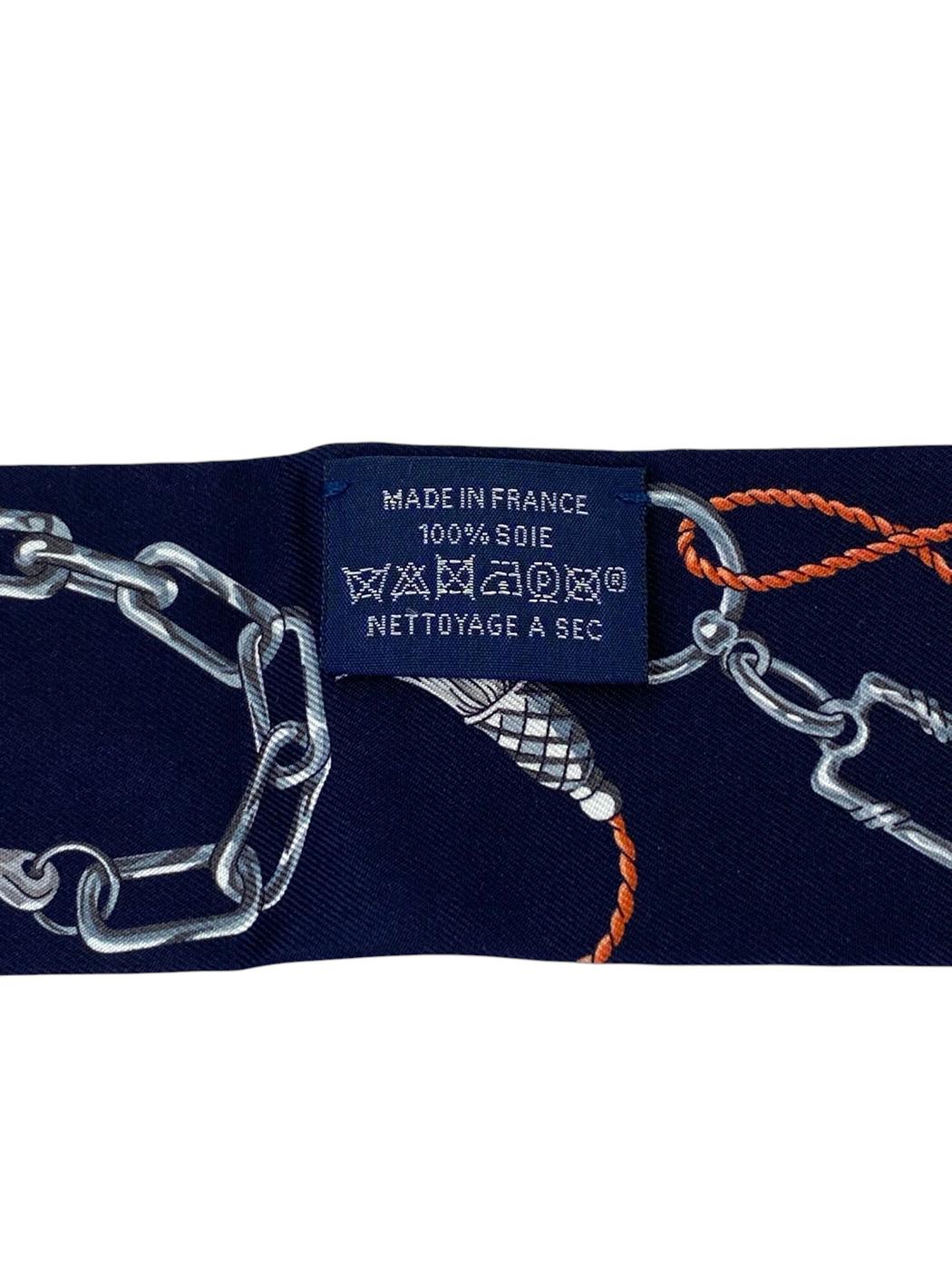 HERMES エルメス セラフェット ツイリー グレー×ネイビー 管理番号：11449