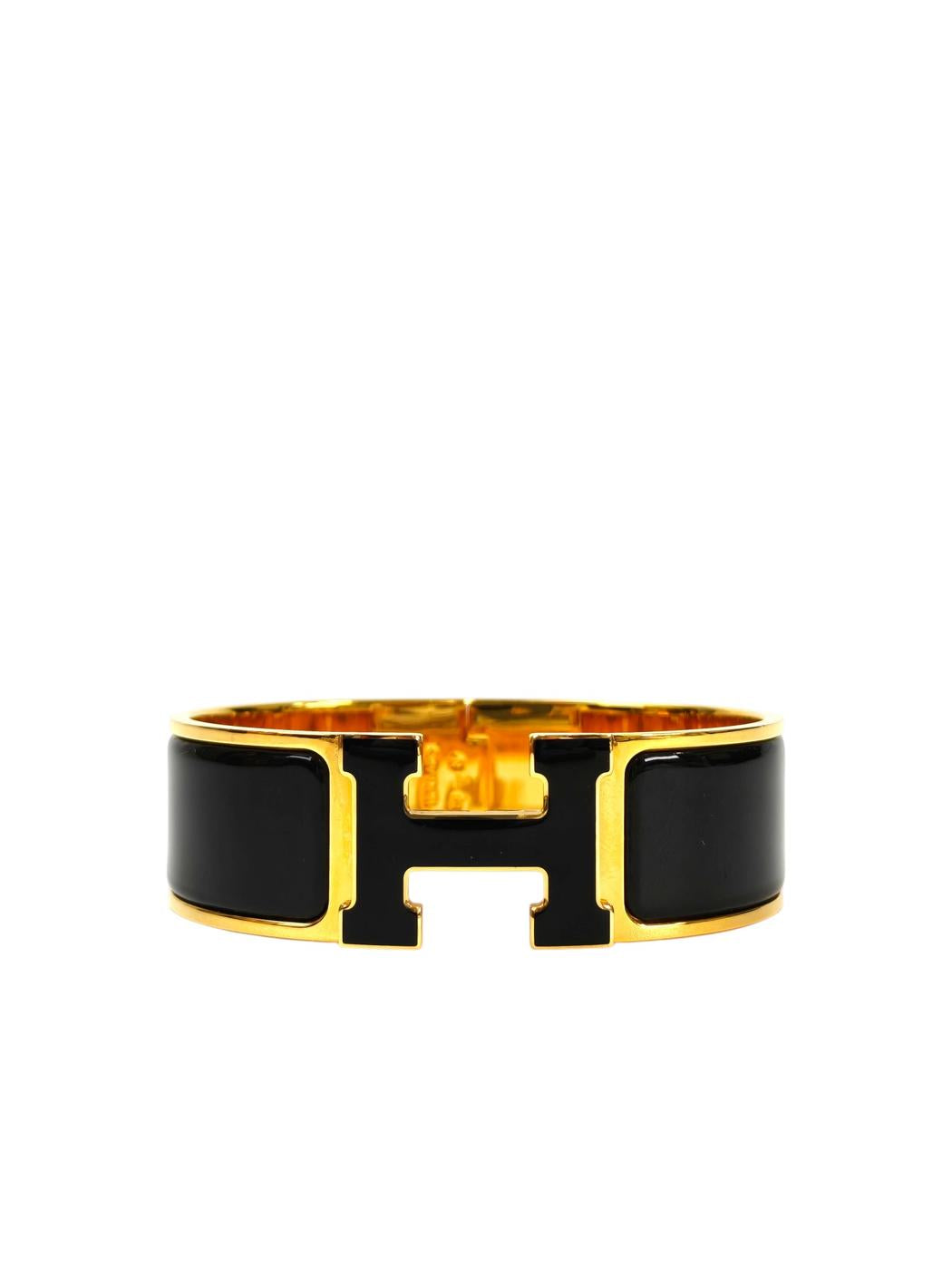 HERMES エルメス クリックH ブレスレット ブラック×ゴールド 管理番号：11460