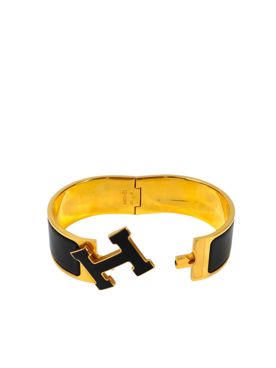HERMES エルメス クリックH ブレスレット ブラック×ゴールド 管理番号：11460