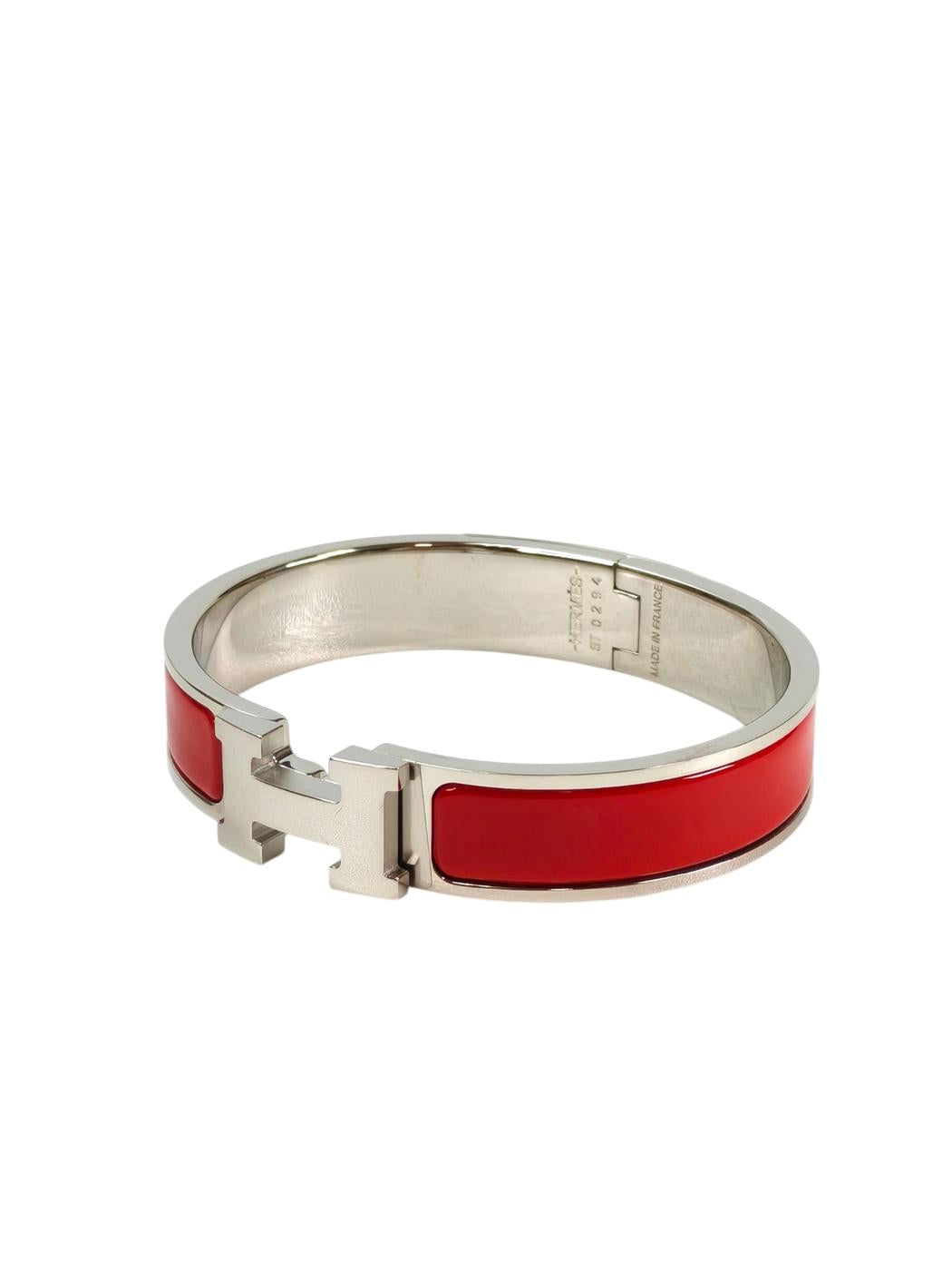 HERMES エルメス クリックH ブレスレット レッド×シルバー 管理番号：11463