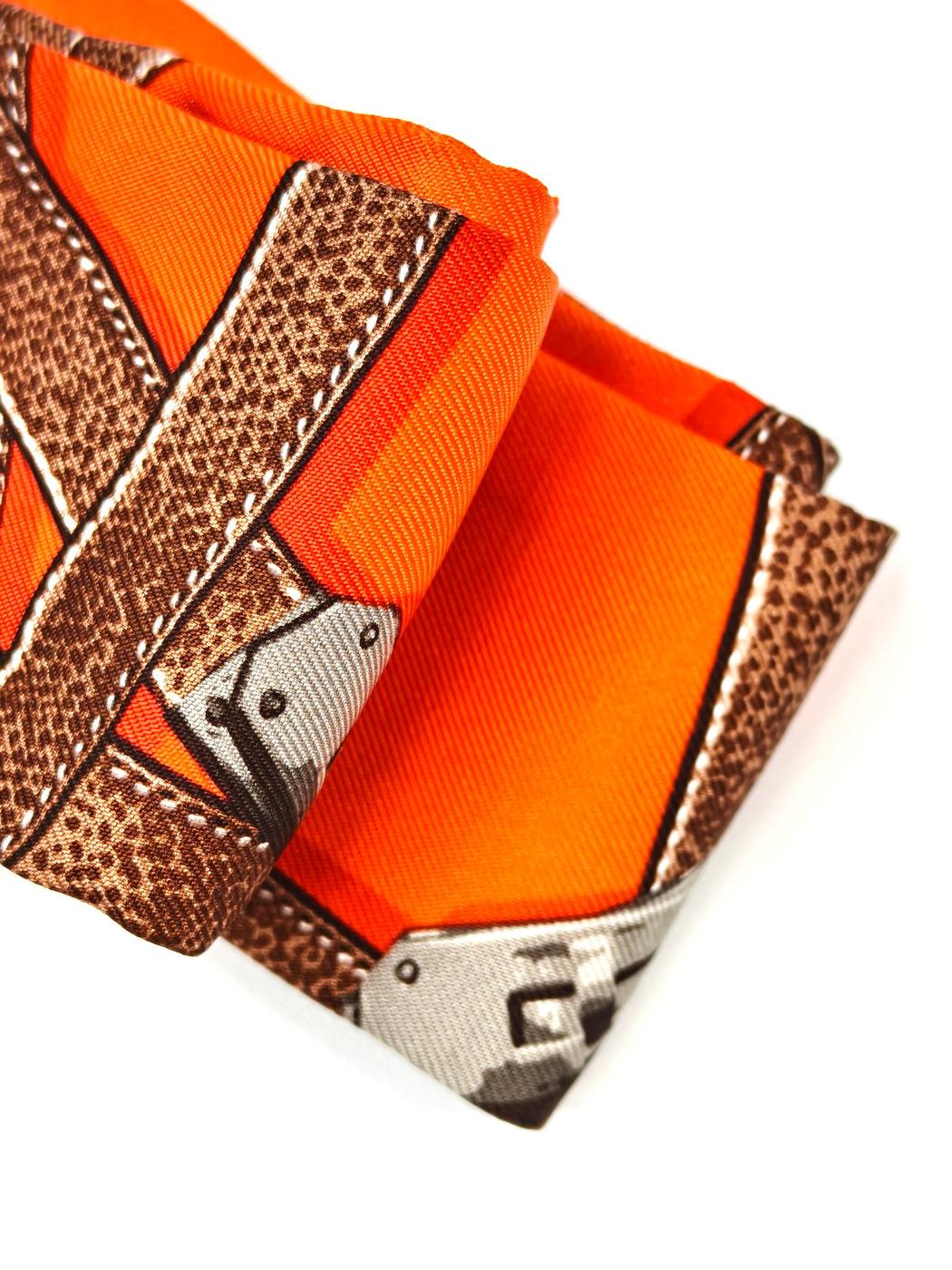 HERMES エルメス トレス ケリー ツイリー オレンジ×ブラウン  管理番号：11489