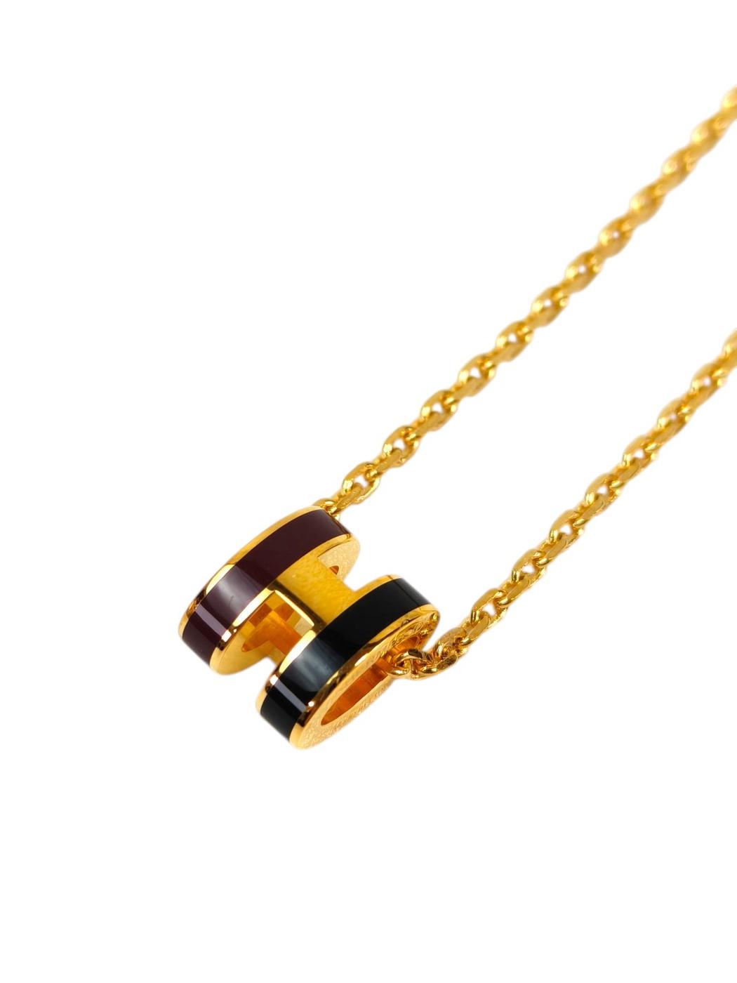 HERMES エルメス ポップアッシュH ミニロカバールギャラクシー ネックレス ブラウン×ブラック 管理番号：11493