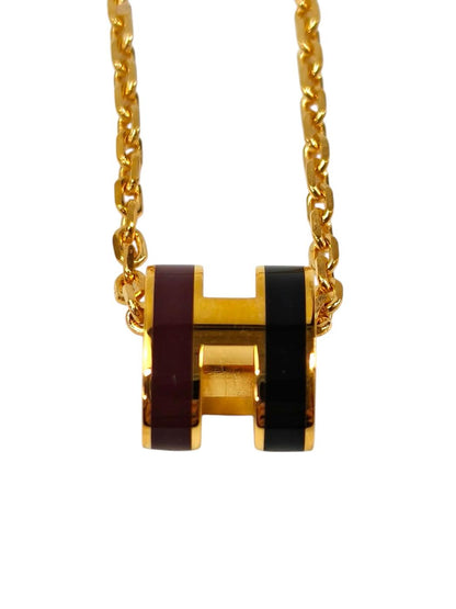 HERMES エルメス ポップアッシュH ミニロカバールギャラクシー ネックレス ブラウン×ブラック 管理番号：11493