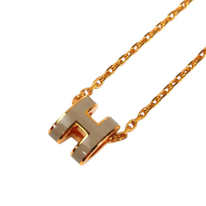 HERMES エルメス ミニポップアッシュH マロン×ピンクゴールド ネックレス ベージュ 管理番号：11497