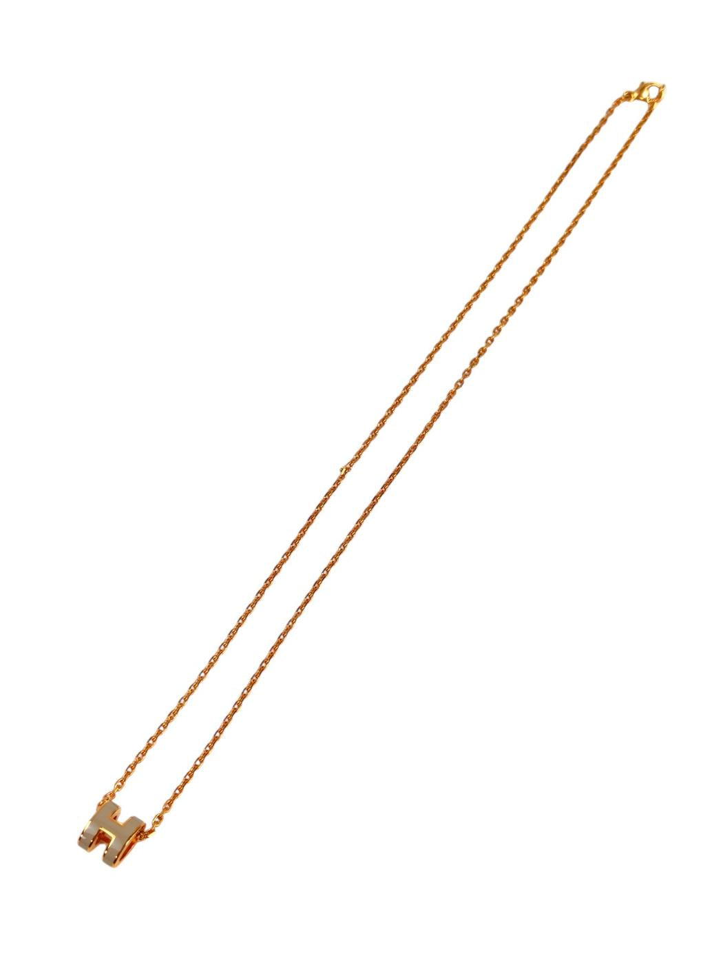 HERMES エルメス ミニポップアッシュH マロン×ピンクゴールド ネックレス ベージュ 管理番号：11497
