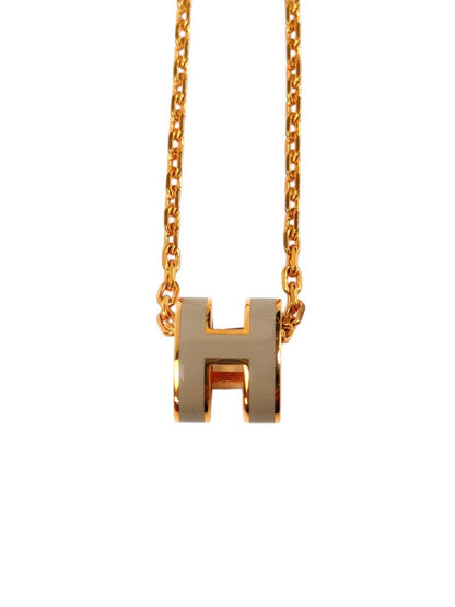 HERMES エルメス ミニポップアッシュH マロン×ピンクゴールド ネックレス ベージュ 管理番号：11497