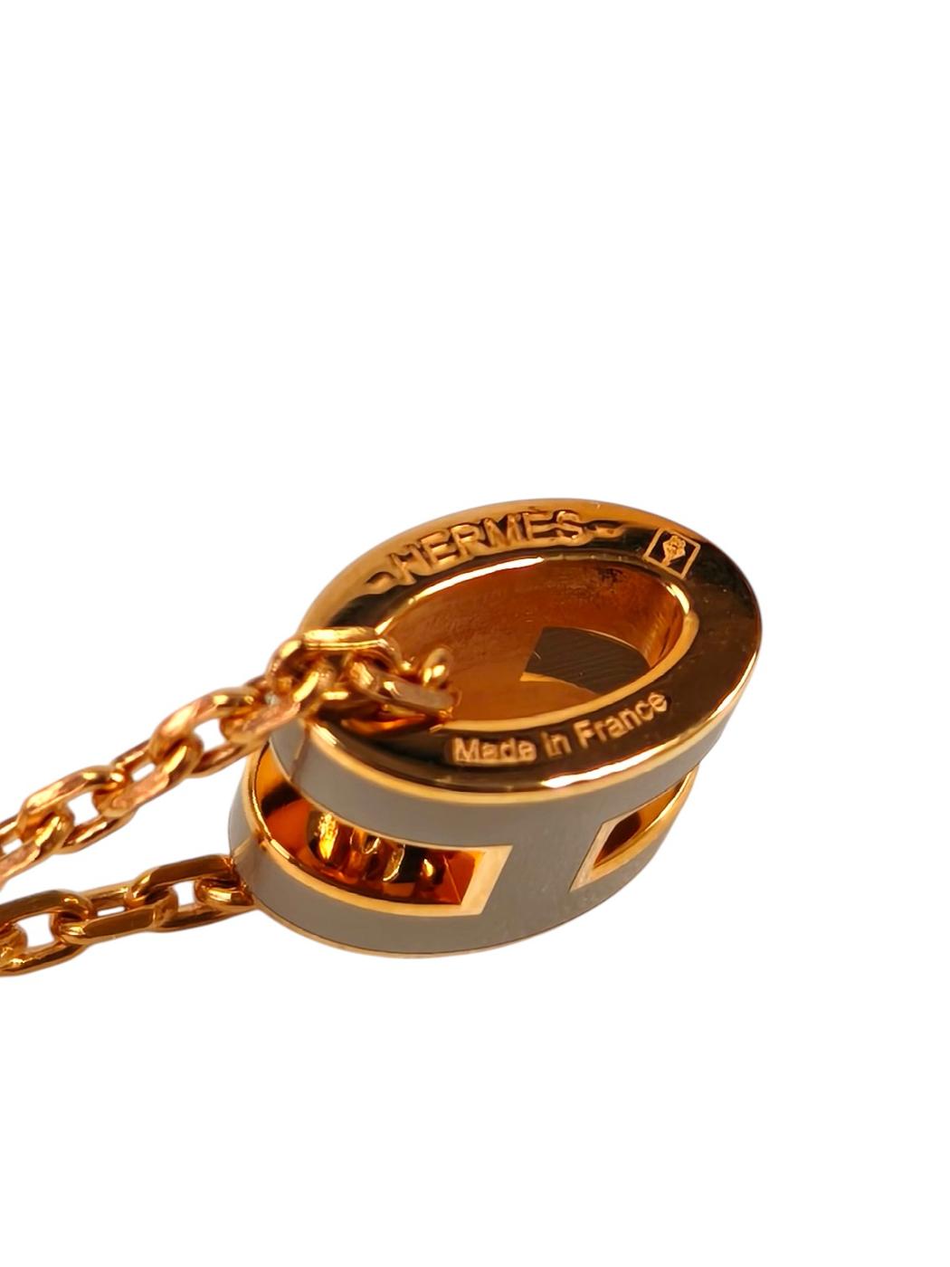 HERMES エルメス ミニポップアッシュH マロン×ピンクゴールド ネックレス ベージュ 管理番号：11497
