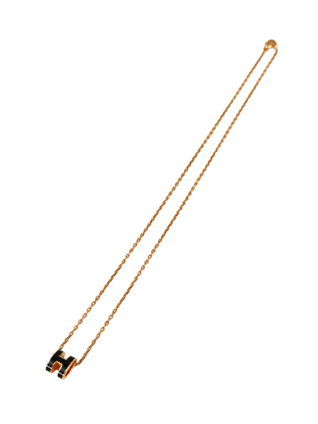 HERMES エルメス ミニポップH ペンダント ネックレス ブラック×ゴールド 管理番号：11525