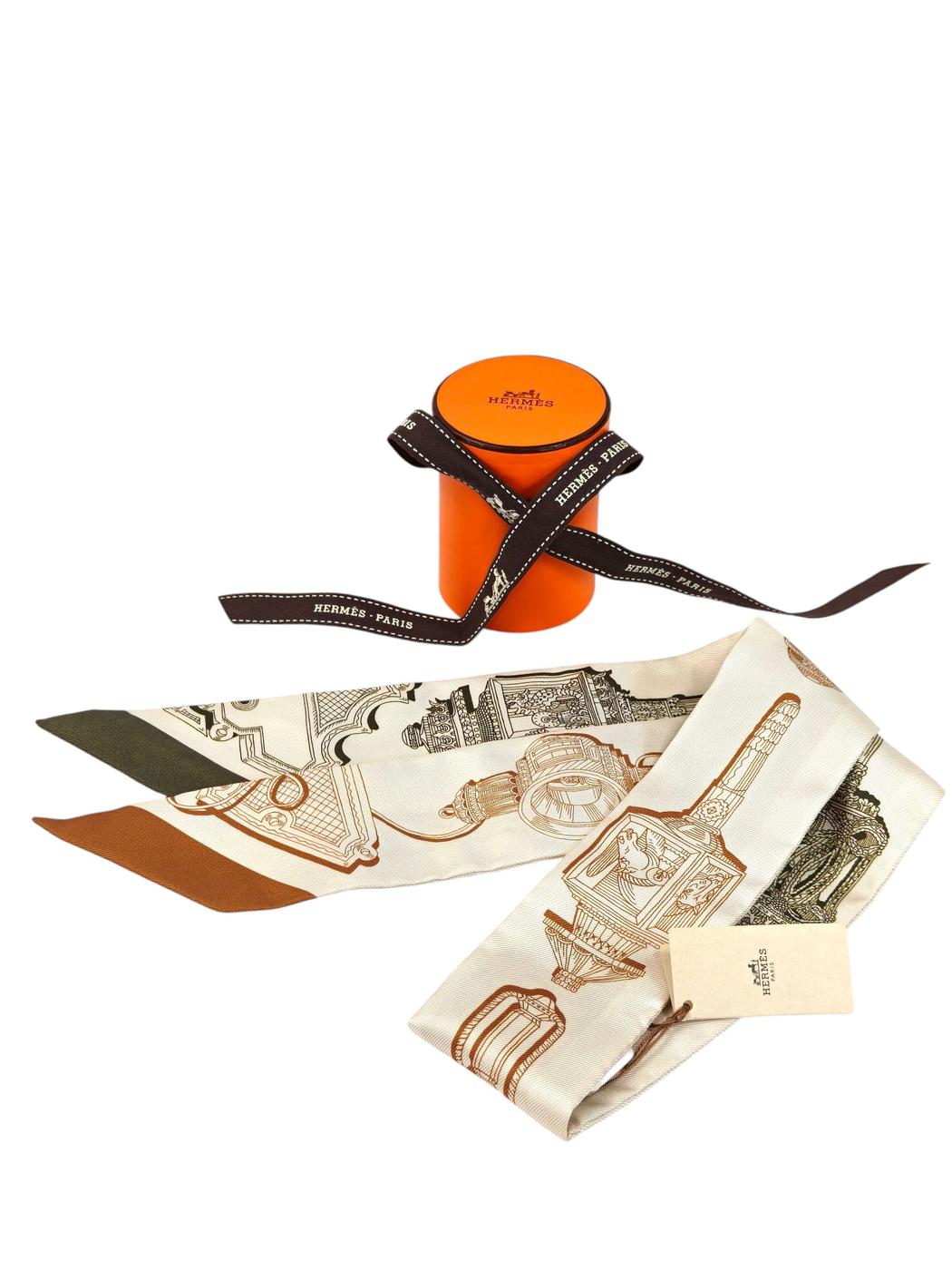 HERMES エルメス メルヴェイユーズ ランタン ツイリー カーキ×ベージュ 管理番号：11547
