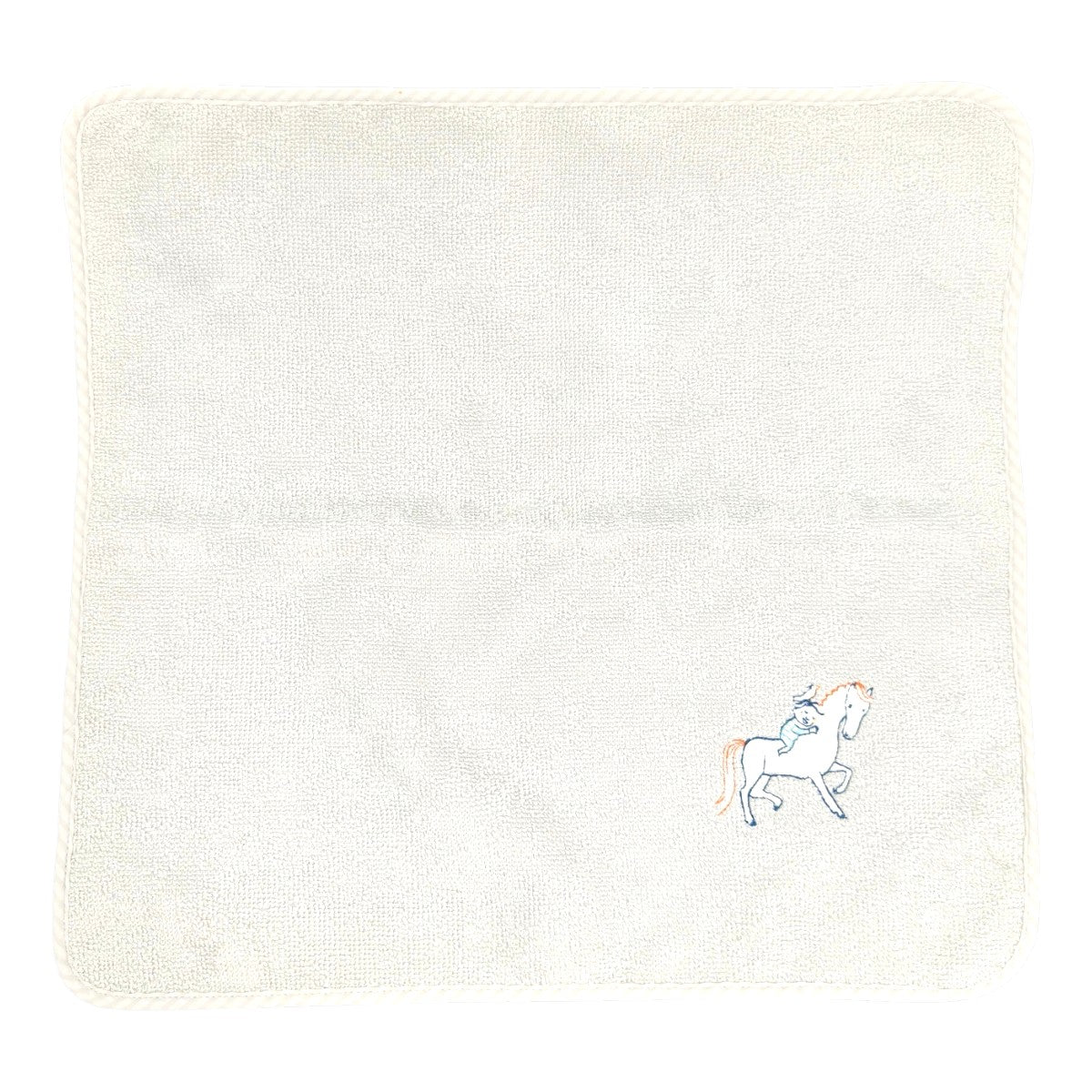 HERMES エルメス カブリオル 馬 刺繍 タオル ハンカチ グレー 管理番号：11623