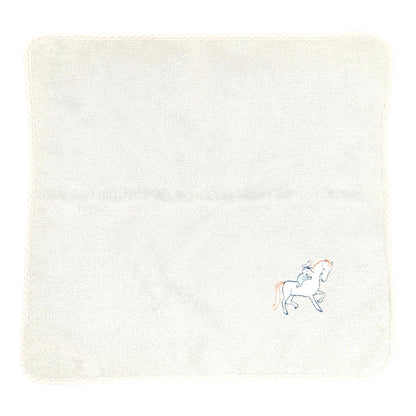 HERMES エルメス カブリオル 馬 刺繍 タオル ハンカチ グレー 管理番号：11623
