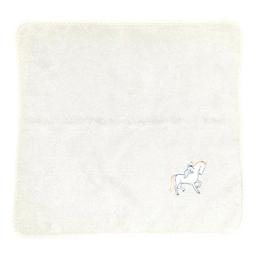 HERMES エルメス カブリオル 馬 刺繍 タオル ハンカチ グレー 管理番号：11623