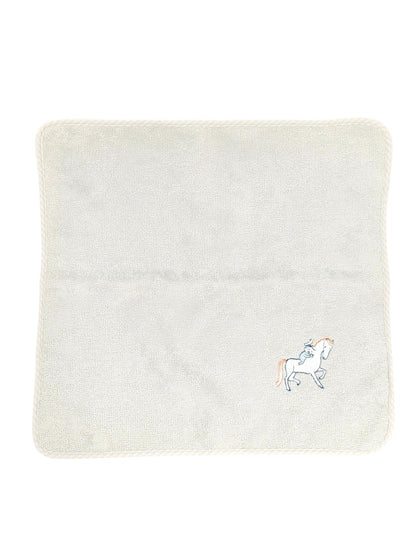 HERMES エルメス カブリオル 馬 刺繍 タオル ハンカチ グレー 管理番号：11623