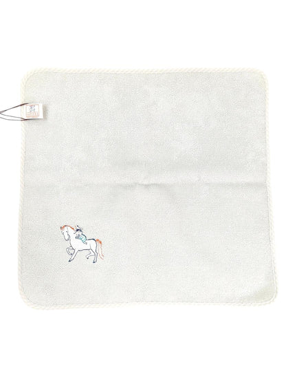 HERMES エルメス カブリオル 馬 刺繍 タオル ハンカチ グレー 管理番号：11623