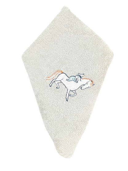 HERMES エルメス カブリオル 馬 刺繍 タオル ハンカチ グレー 管理番号：11623