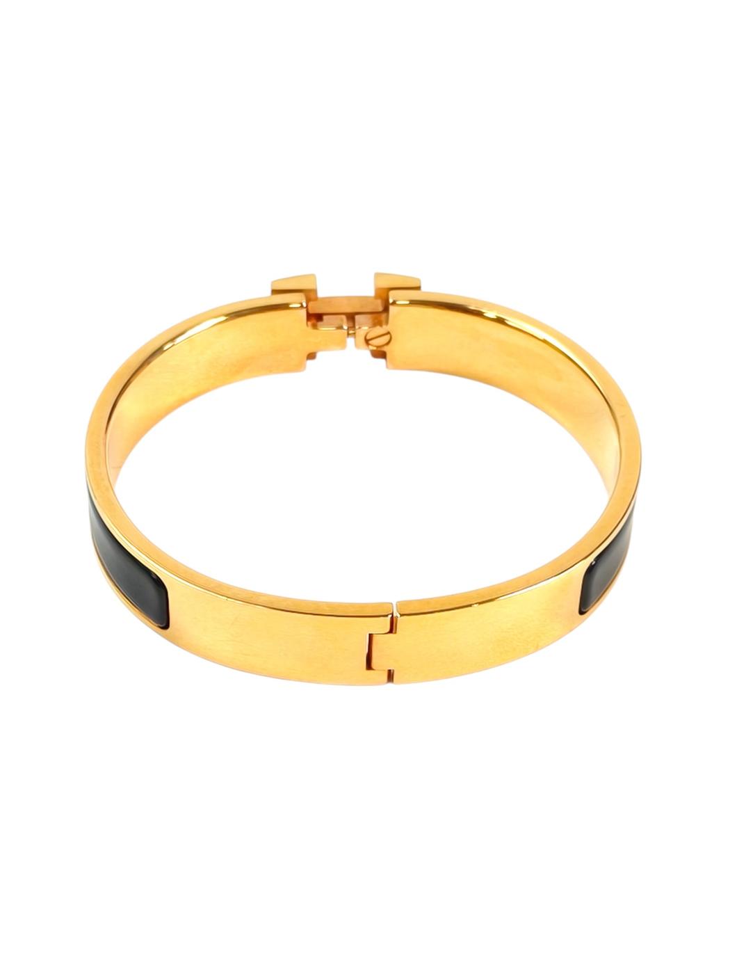 HERMES エルメス クリックH ブレスレット ブラック×ゴールド 管理番号：11624