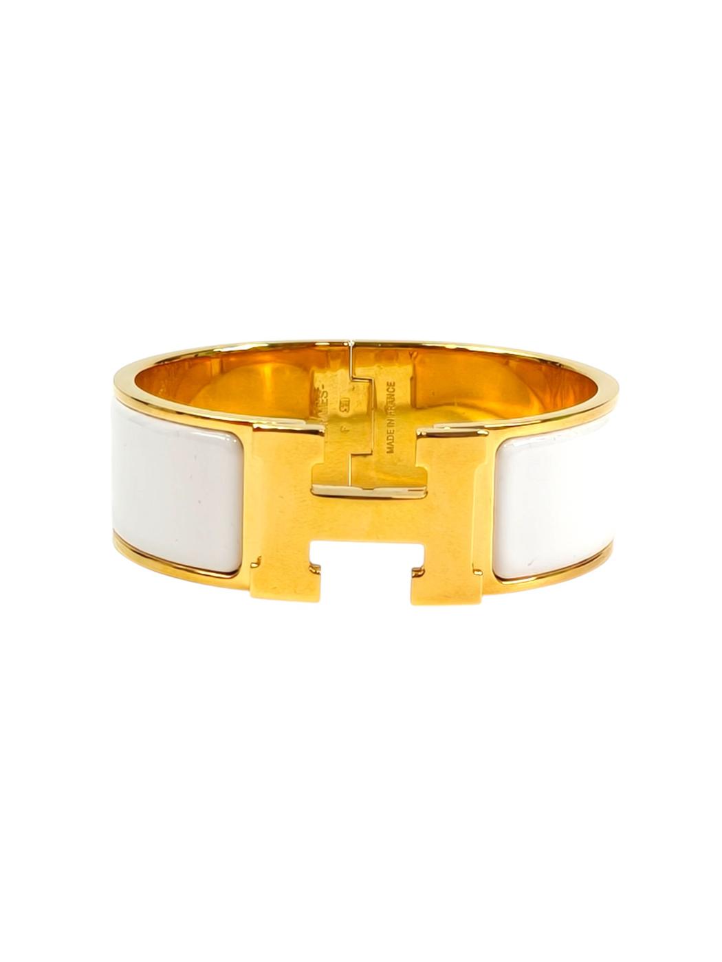 HERMES エルメス クリックH ブレスレット ホワイト×ゴールド 管理番号：11628