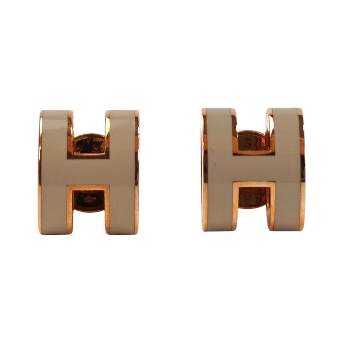 HERMES エルメス ミニポップアッシュH ピアス ベージュ×ゴールド 管理番号：11654