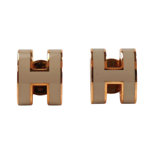 HERMES Mini Pop H Earrings Beige x Gold Item Number: 11654