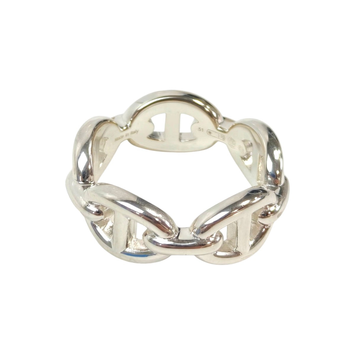 HERMES Chaine d'Ancre Enchainee Ring 925 Silver Ring Control Number: 11699